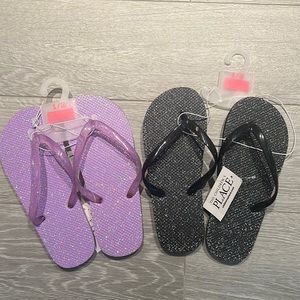 NWT Girls Sparkly Flip Flops Size 1/2
